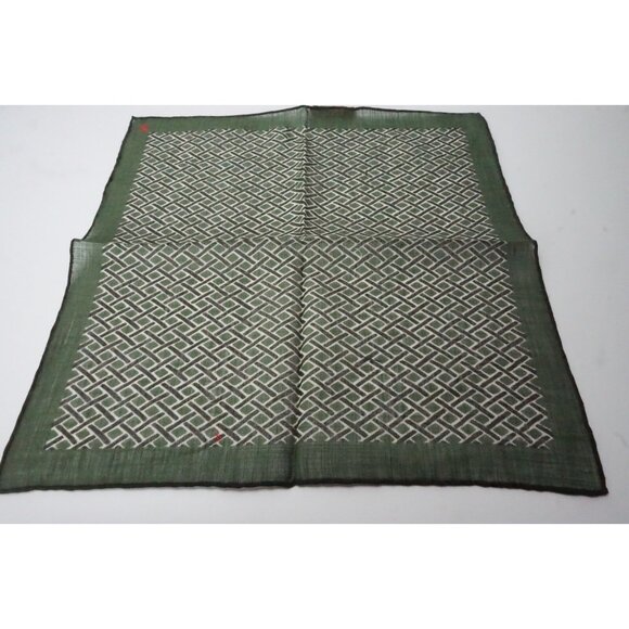 Isaia Other - Isaia Emerald Green Woven Plaid Hand Rolled Linen Blend Pocket Square Italy New